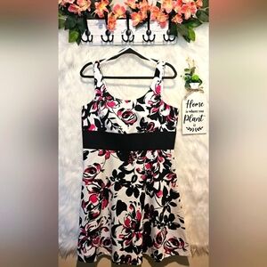 Laura Floral Banded Classic Midi Dress